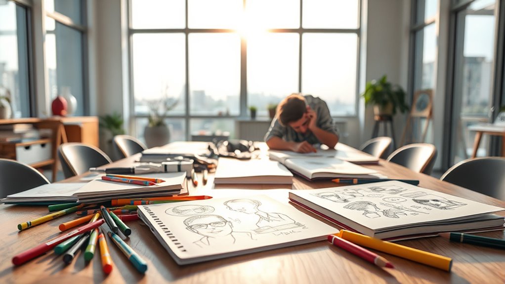 organized well lit sketching space