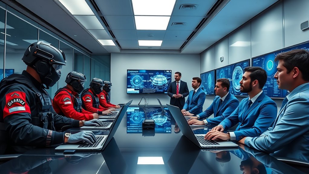 red and blue teams collaboration