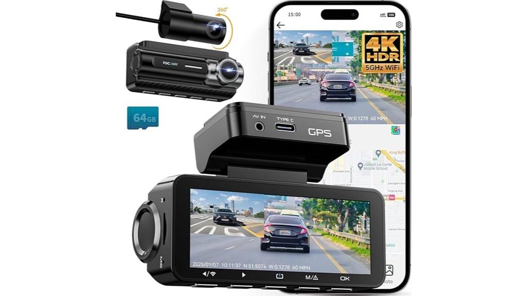 4k wifi gps dash cam