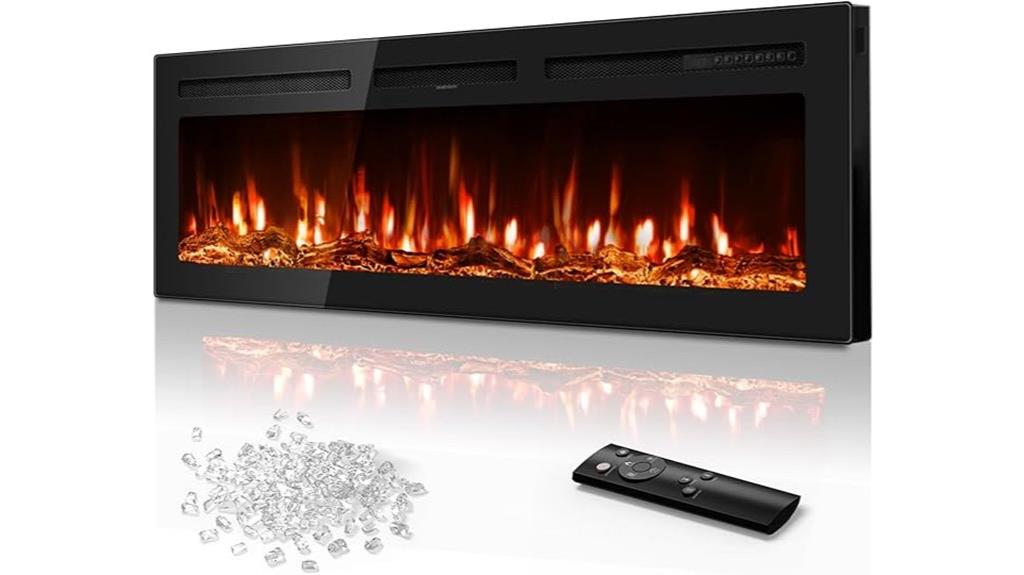 60 inch wall mounted fireplace