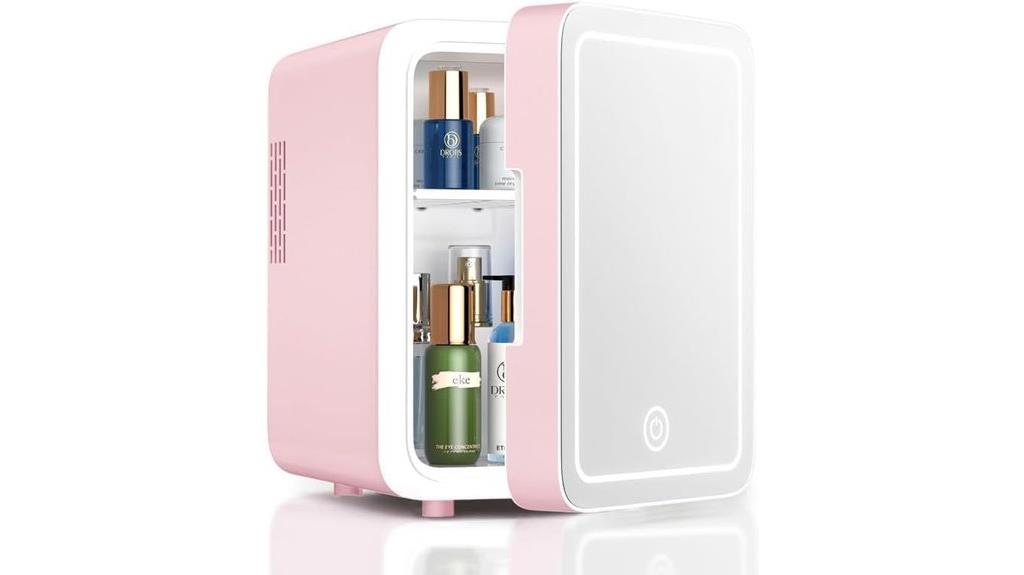 compact skincare fridge with led