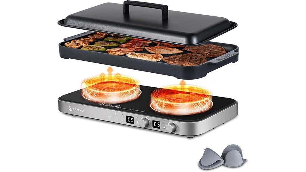 double induction cooktop with removable griddle