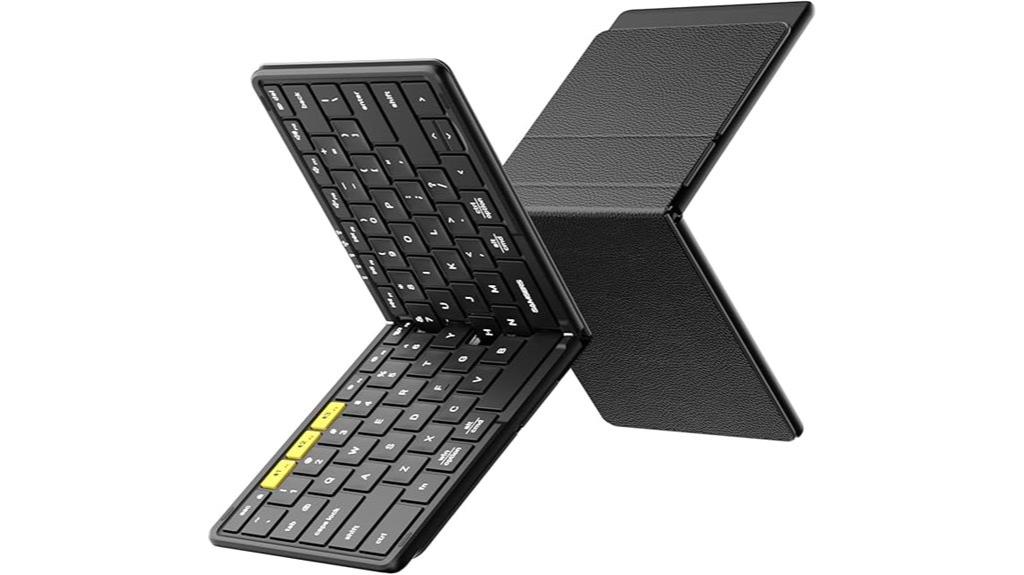 foldable bluetooth keyboard with leather