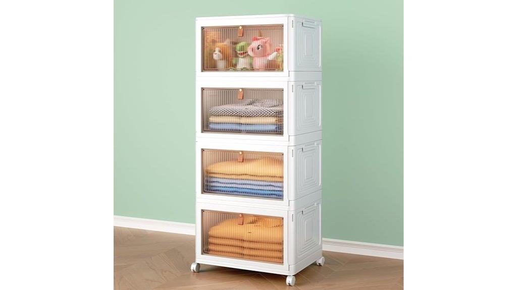 four tier stackable storage bins