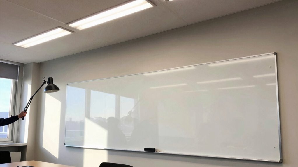 optimal whiteboard lighting placement